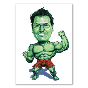 Karikatur vom Foto - Grüner Bodybuilder (cdi302) - Lustige individuelle Karikatur vom eigenen Foto