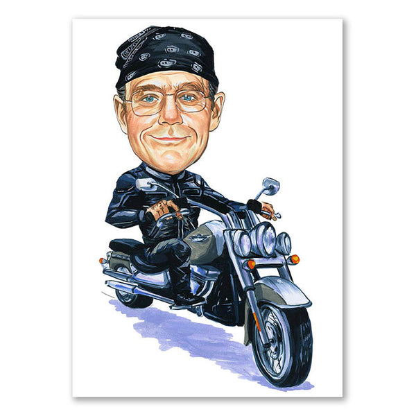 Karikatur vom Foto - Motorradfan (cdi384) - Lustige individuelle Karikatur vom eigenen Foto