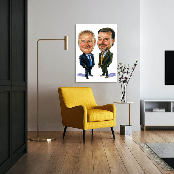 Karikatur vom Foto - Zwei Männer im Portraits (cdi393) - Lustige individuelle Karikatur vom eigenen Foto