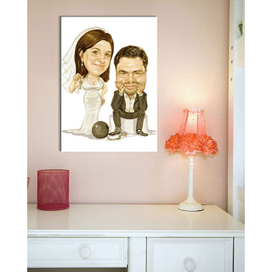 Karikatur vom Foto - Gebundener Ehemann sepia (cdi426se) - Lustige individuelle Karikatur vom eigenen Foto