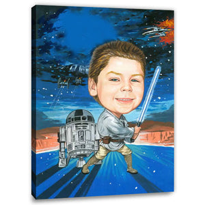 Karikatur vom Foto - Laser Schwert (cju332) - Lustige individuelle Karikatur vom eigenen Foto