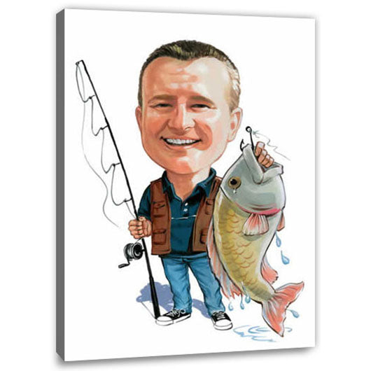 Karikatur vom Foto - Dicker Fisch (cju341) - Lustige individuelle Karikatur vom eigenen Foto