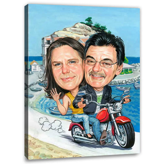 Karikatur vom Foto - Holiday on bike (cju356) - Lustige individuelle Karikatur vom eigenen Foto
