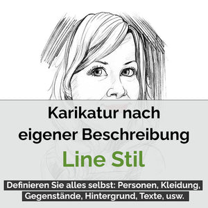 Karikatur vom Foto - Eigene Beschreibung Line (eb3) - Lustige individuelle Karikatur vom eigenen Foto
