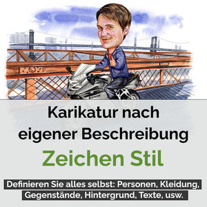 Karikatur vom Foto - Eigene Beschreibung Zeichenstil (eb4) - Lustige individuelle Karikatur vom eigenen Foto