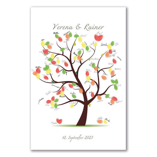 Fingerabdruck-Leinwand - Hochzeitsbaum 2zu3 - Fingerabdruck Leinwand