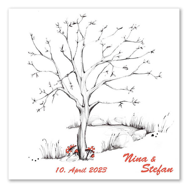 Fingerabdruck-Leinwand - Wedding Tree Vorlage - Fingerabdruck Leinwand