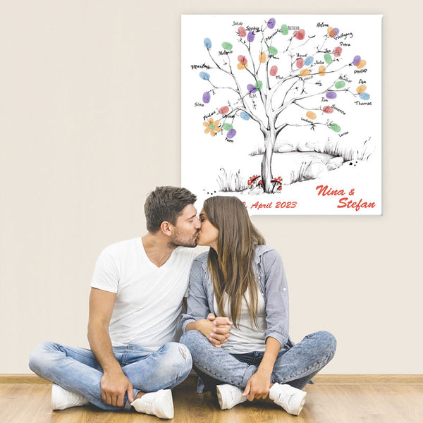 Fingerabdruck-Leinwand - Wedding Tree Vorlage - Fingerabdruck Leinwand
