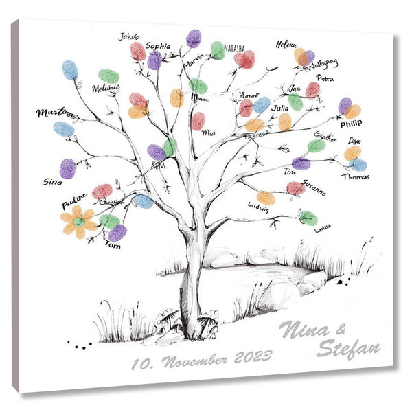Fingerabdruck-Leinwand - Wedding-Tree-Vorlage Uni - Fingerabdruck Leinwand