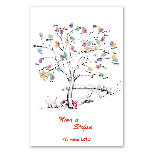 Fingerabdruck-Leinwand - Wedding-Tree-Vorlage Schlicht 2zu3 - Fingerabdruck Leinwand