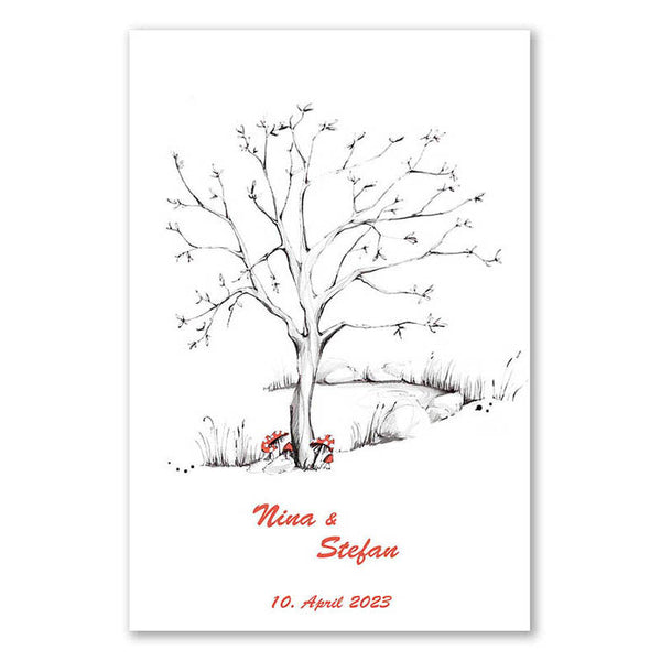 Fingerabdruck-Leinwand - Wedding-Tree-Vorlage Schlicht 2zu3 - Fingerabdruck Leinwand