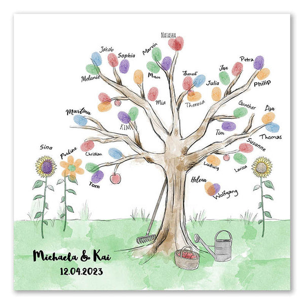 Fingerabdruck-Leinwand - Baum Garten - Fingerabdruck Leinwand