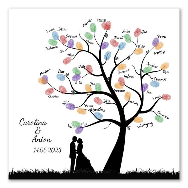 Fingerabdruck-Leinwand - Paarbaum Schwur - Fingerabdruck Leinwand