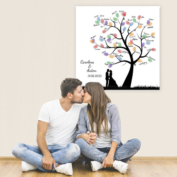 Fingerabdruck-Leinwand - Paarbaum Schwur - Fingerabdruck Leinwand