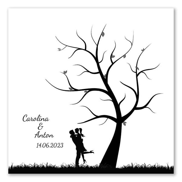 Fingerabdruck-Leinwand - Paarbaum Umarmung - Fingerabdruck Leinwand