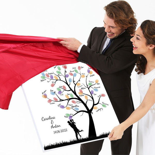 Fingerabdruck-Leinwand - Paarbaum Umarmung - Fingerabdruck Leinwand