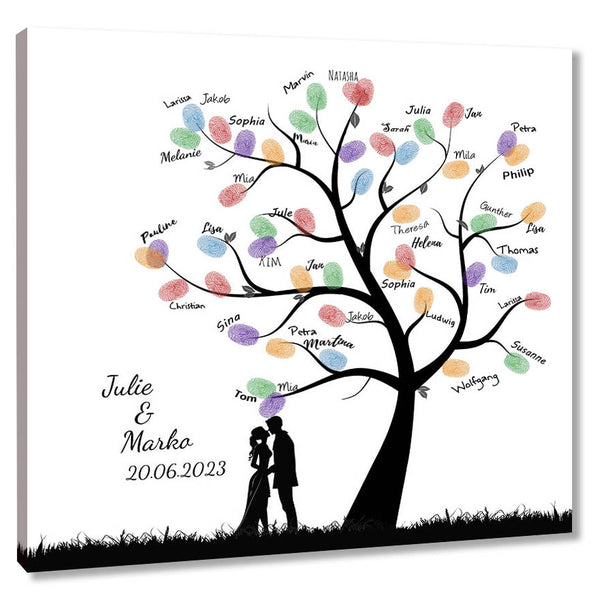 Fingerabdruck-Leinwand - Paarbaum Kuss - Fingerabdruck Leinwand