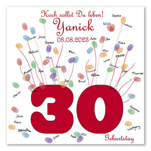 Fingerabdruck-Leinwand - 80. Geburtstag - Fingerabdruck Leinwand