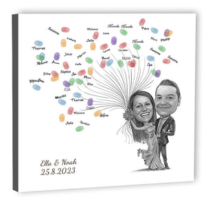 Fingerabdruck-Leinwand - Hochzeitspaar mit Ballons (fpca2059) - Fingerabdruck Leinwand