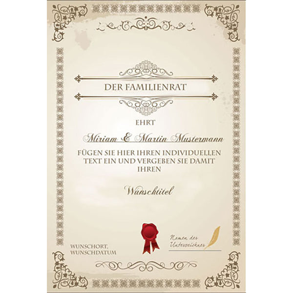 Persönliche Textbotschaft - Urkunde beige - Romantische Liebesbotschaft