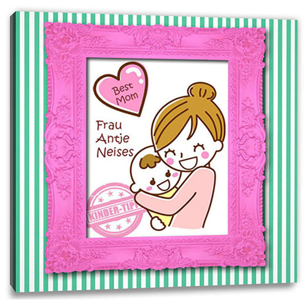 Persönliche Textbotschaft - Best Mom quadratisch - Rahmen gedruckt - Romantische Liebesbotschaft