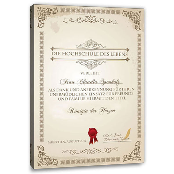 Persönliche Textbotschaft - Hochschule des Lebens - Romantische Liebesbotschaft