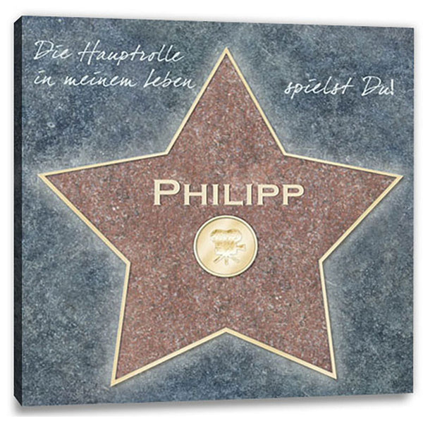 Persönliche Textbotschaft - Walk of fame Film quadratisch - Romantische Liebesbotschaft