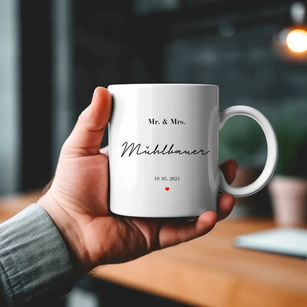 Personalisierte Tasse Hochzeit - Mr and Mrs