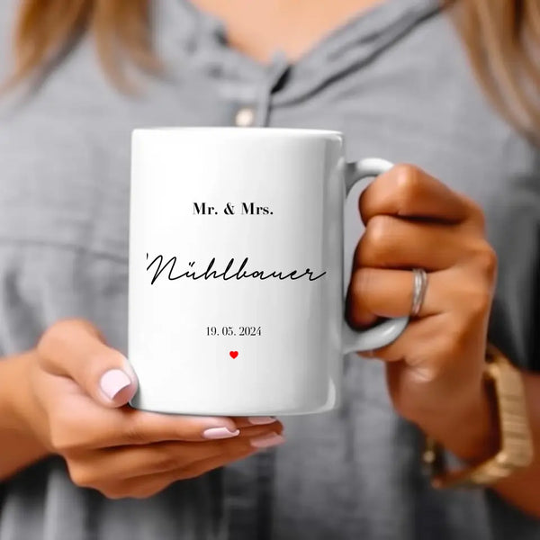 Personalisierte Tasse Hochzeit - Mr and Mrs