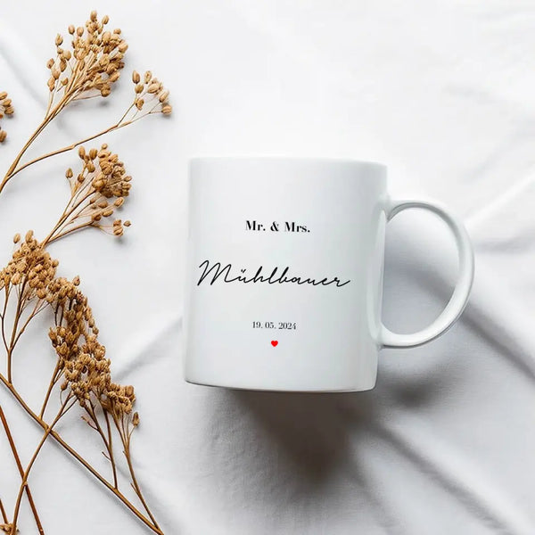 Personalisierte Tasse Hochzeit - Mr and Mrs