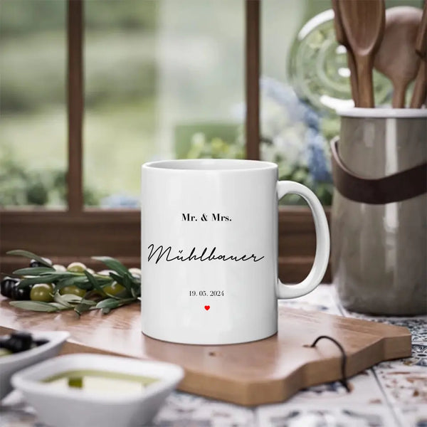 Personalisierte Tasse Hochzeit - Mr and Mrs