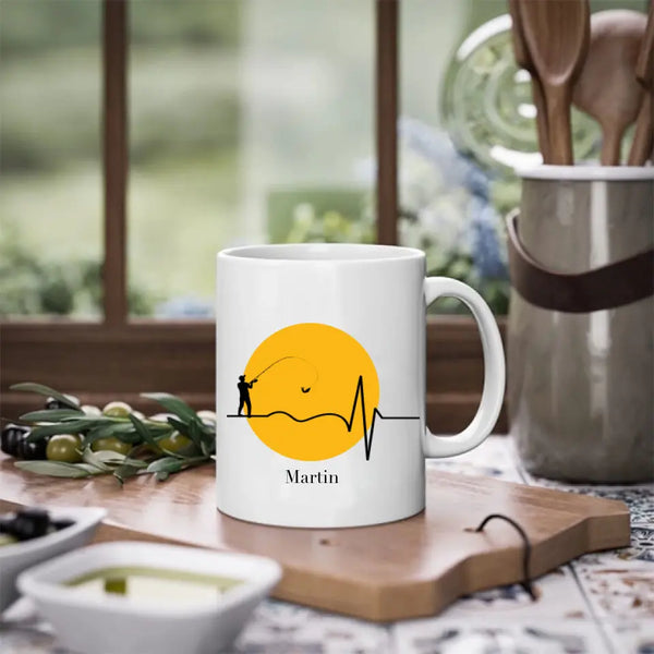 Personalisierte Tasse Angeln - Herzschlag