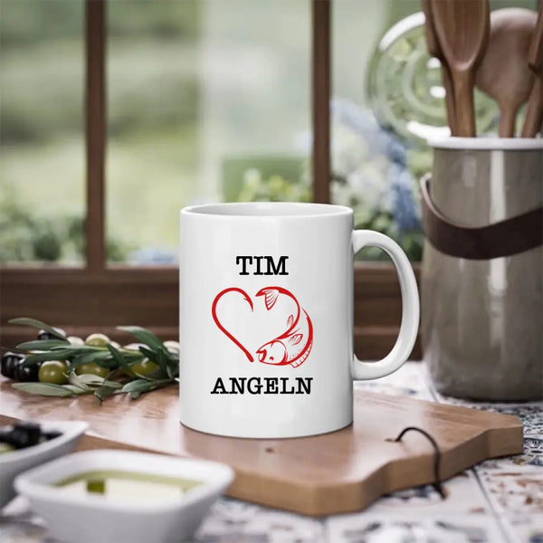 Personalisierte Tasse Angeln - I love Angeln