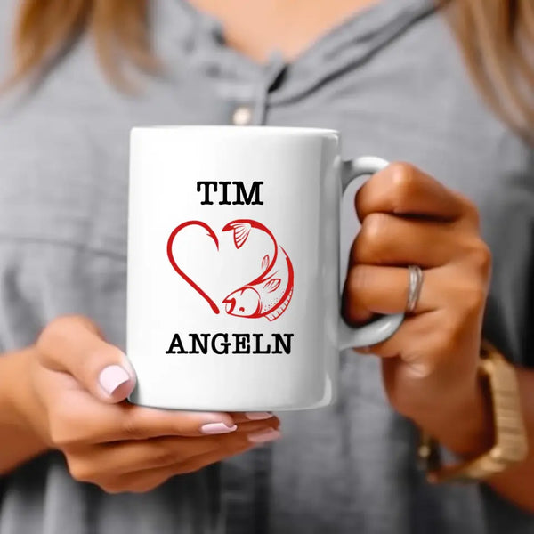 Personalisierte Tasse Angeln - I love Angeln