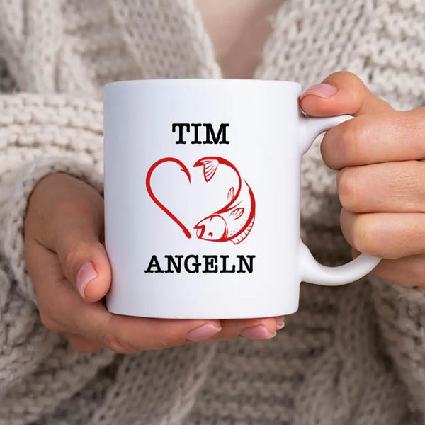 Personalisierte Tasse Angeln - I love Angeln