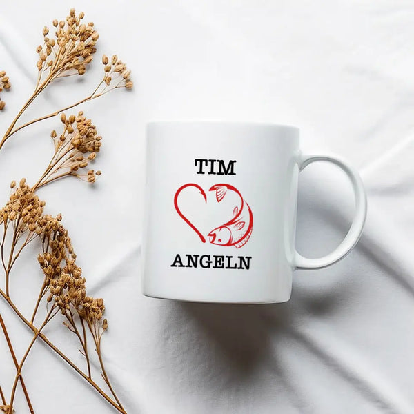 Personalisierte Tasse Angeln - I love Angeln