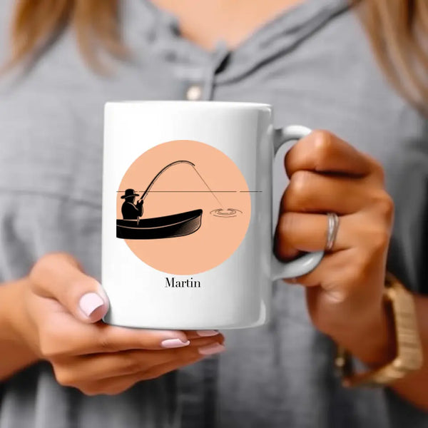 Personalisierte Tasse Angeln - Silhouette