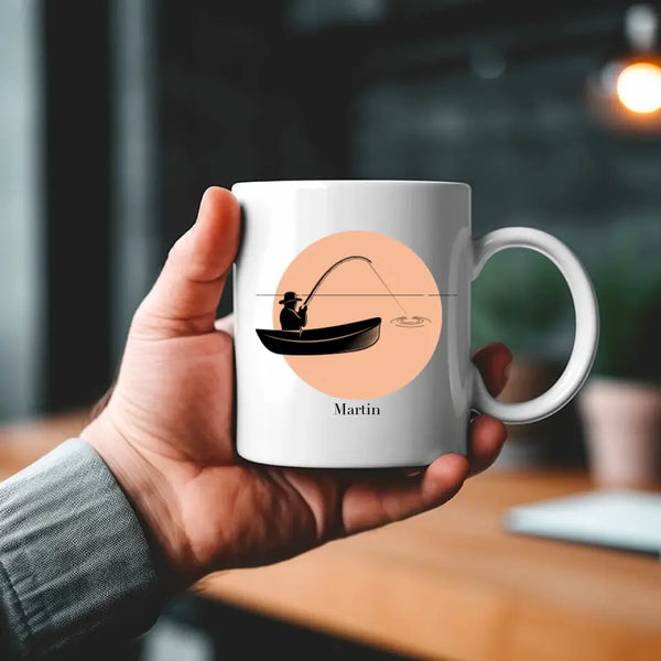 Personalisierte Tasse Angeln - Silhouette