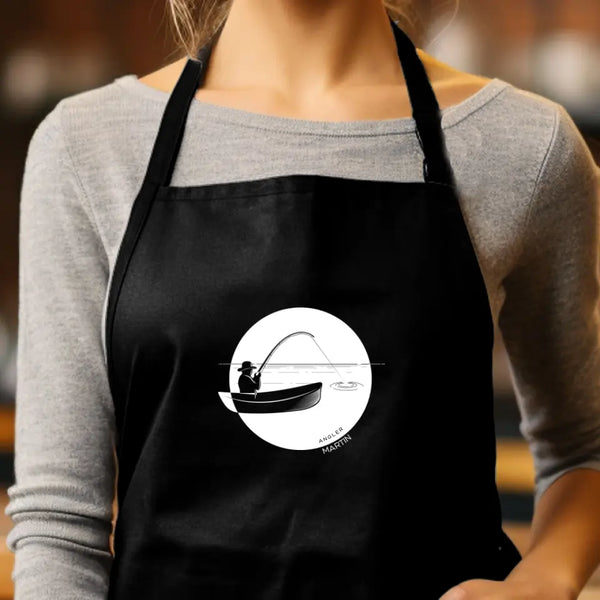 Personalisierte Grillschürze Angeln - Silhouette