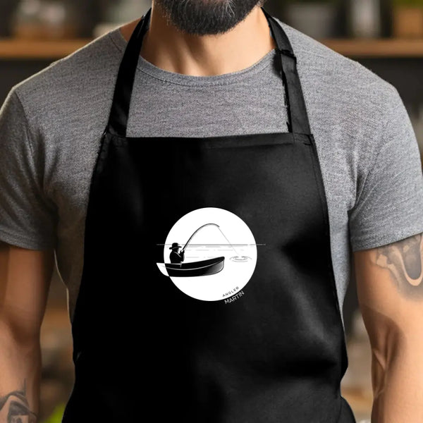 Personalisierte Grillschürze Angeln - Silhouette