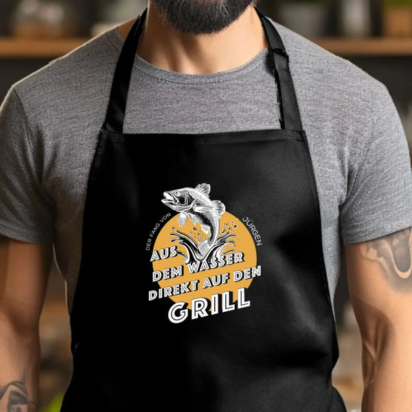 Personalisierte Grillschürze Angeln - Direkt auf den Grill