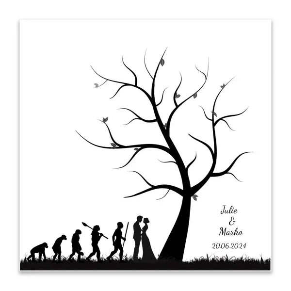 Fingerabdruck-Leinwand Hochzeit - Evolution unter Baum