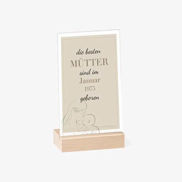 Acrylglasbild mit Holzständer Muttertag - Die besten Mütter