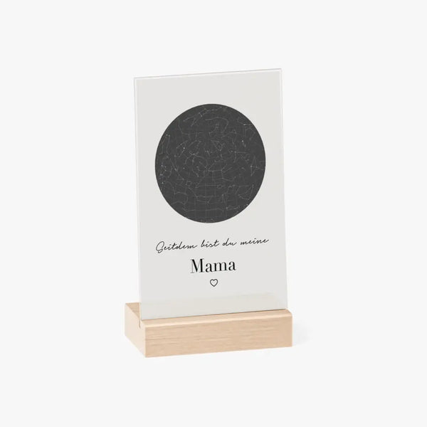 Acrylglasbild mit Holzständer Muttertag - Sternenkarte