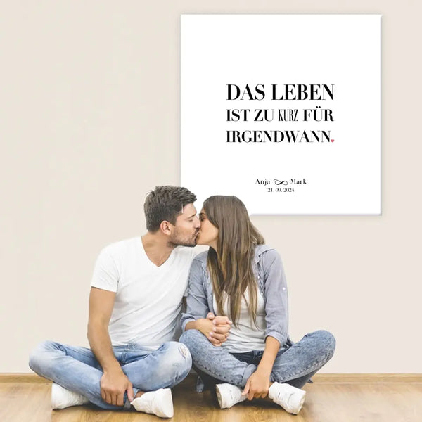 Fingerabdruck-Leinwand Hochzeit - Das Leben ist zu kurz