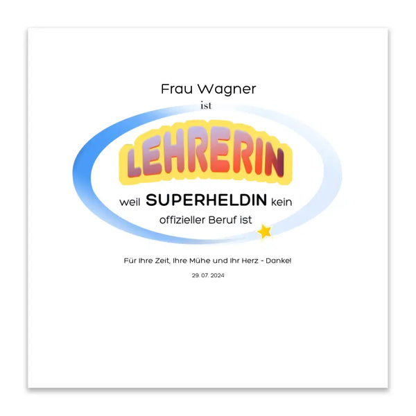 Fingerabdruck-Leinwand Lehrer - Lehrerin Superheld