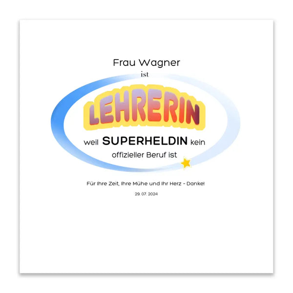 Fingerabdruck-Leinwand Lehrer - Lehrerin Superheld