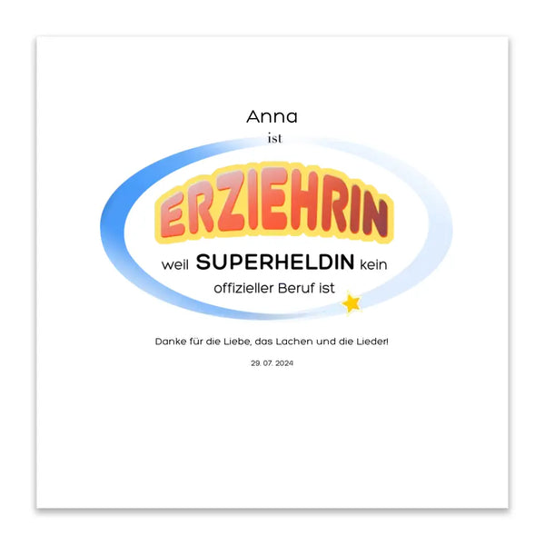 Fingerabdruck-Leinwand Lehrer - Erzieherin Superheldin