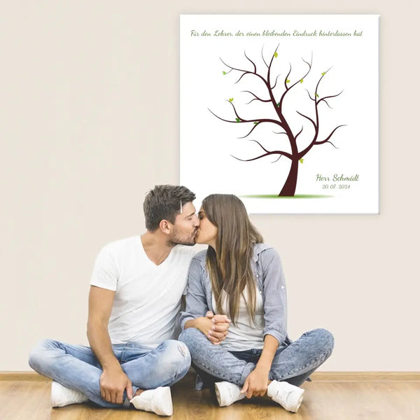 Fingerabdruck-Leinwand Lehrer - Baum