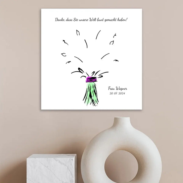 Fingerabdruck-Leinwand Lehrer - Blumenstrauss